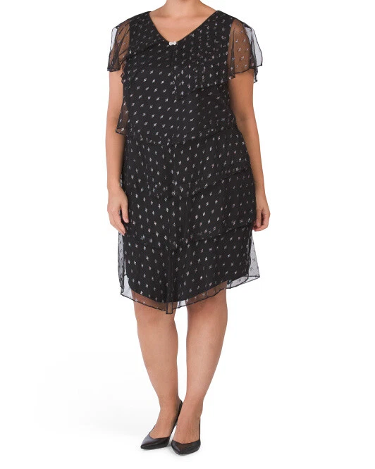 NEW SL FASHIONS BLACK EMBELLISHED TIERED SHIFT DRESS SIZE 20 W WOMEN $119 |  eBay