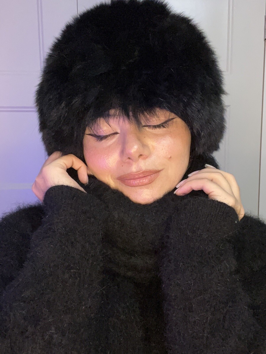 BLACKPURPLE】24FW☆ Milky Soft Angora Trooper Hat Milky Soft