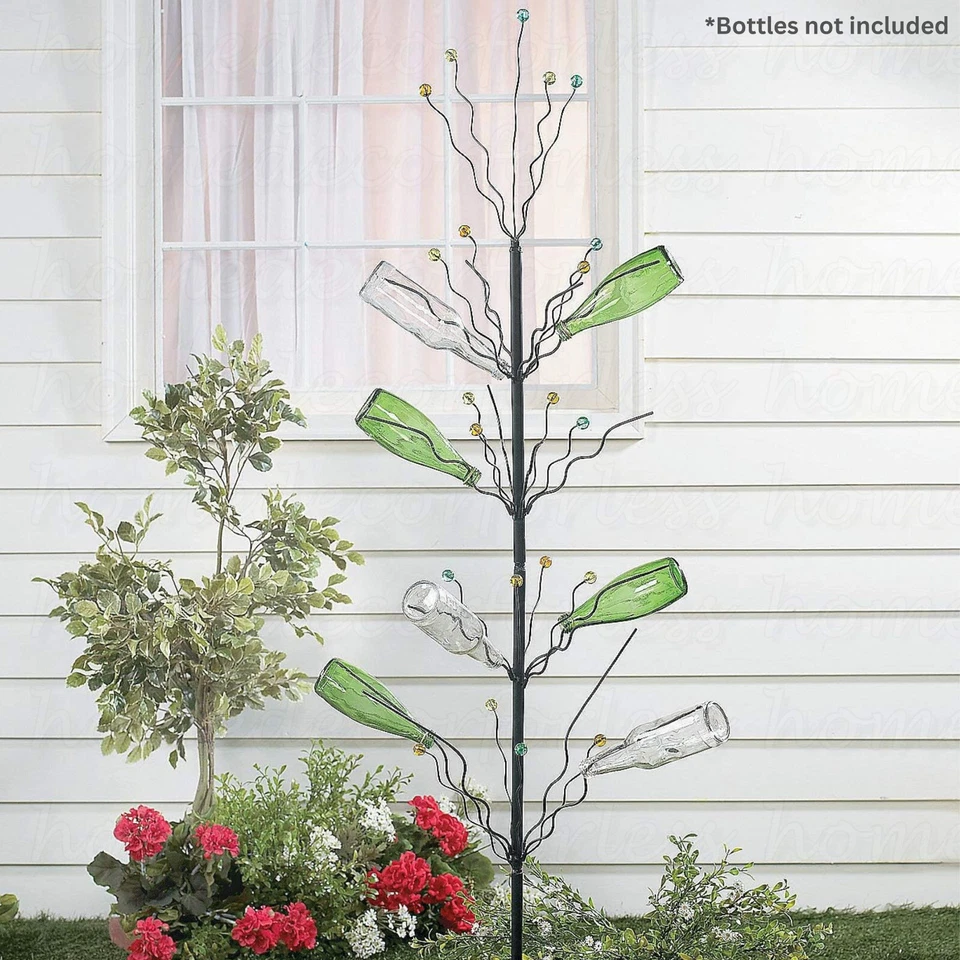 Unique Wine Bottle Holder Tree Metal Garden Stake Outdoor Yard Art Decor 45"H - Image 4 of 4