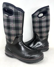 Bogs Winter Plaid Black Mid Waterproof Women's Neotech Winter Boot Size 10