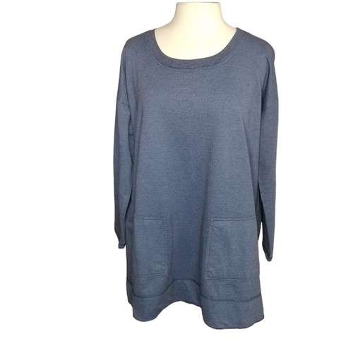 Indigo Thread Co Sweatshirt Large Tunic Blue Crewneck - Picture 6 of 6