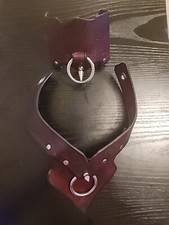 Handmade Leather V-Neck Collar and Single Cuff Set