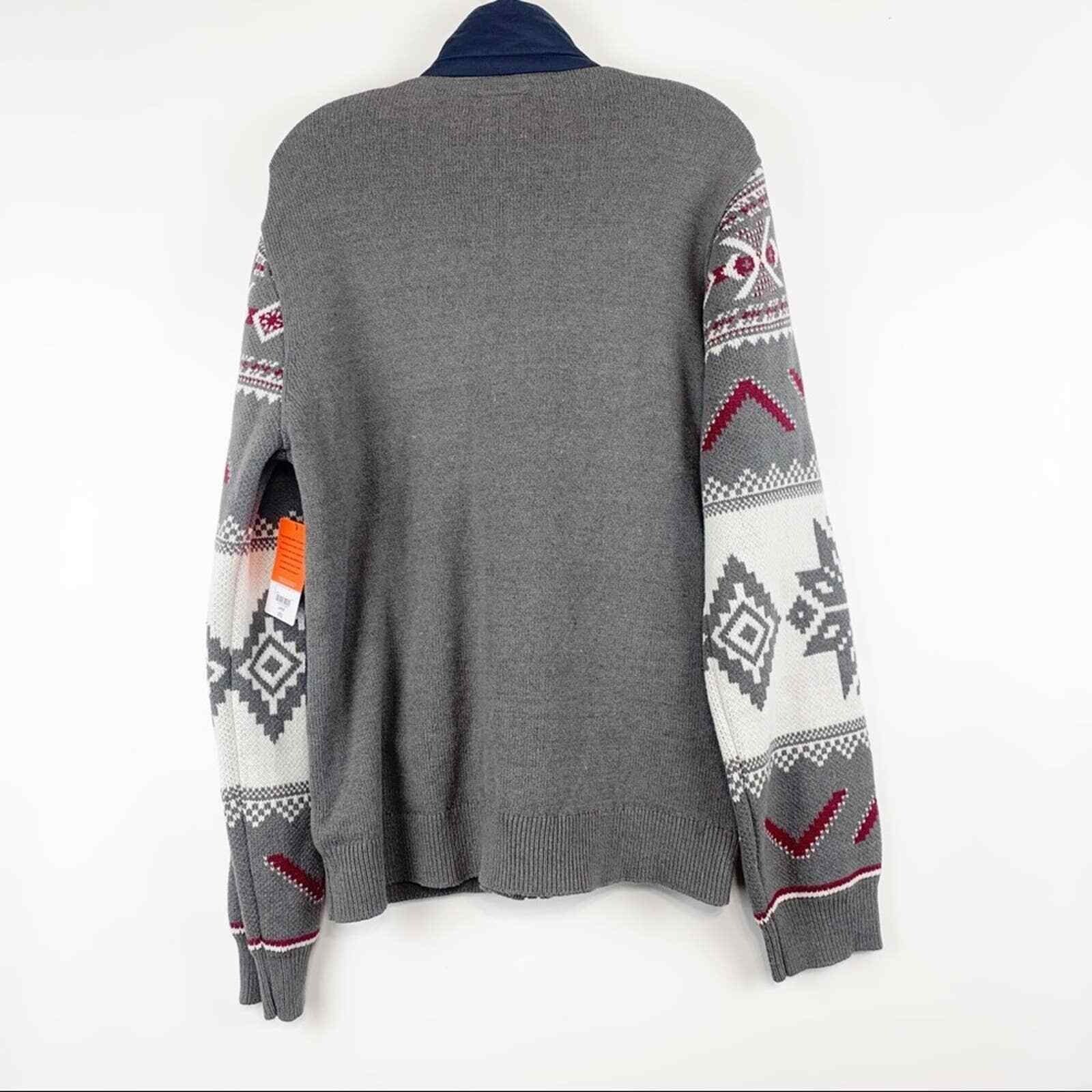 St Johns Bay Puffer Sweater Jacket Alpine Multi Large L Slim Fit NWT Rare image 2