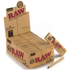 RAW King Size Connoisseur Rolling Papers + 24 Pre-Rolled Tips Per Pack | 2 Packs