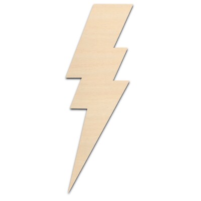 Lightning Bolt Wood Cutout Unfinished Laser Cut Shape 3mm Craft DIY Up to 14''