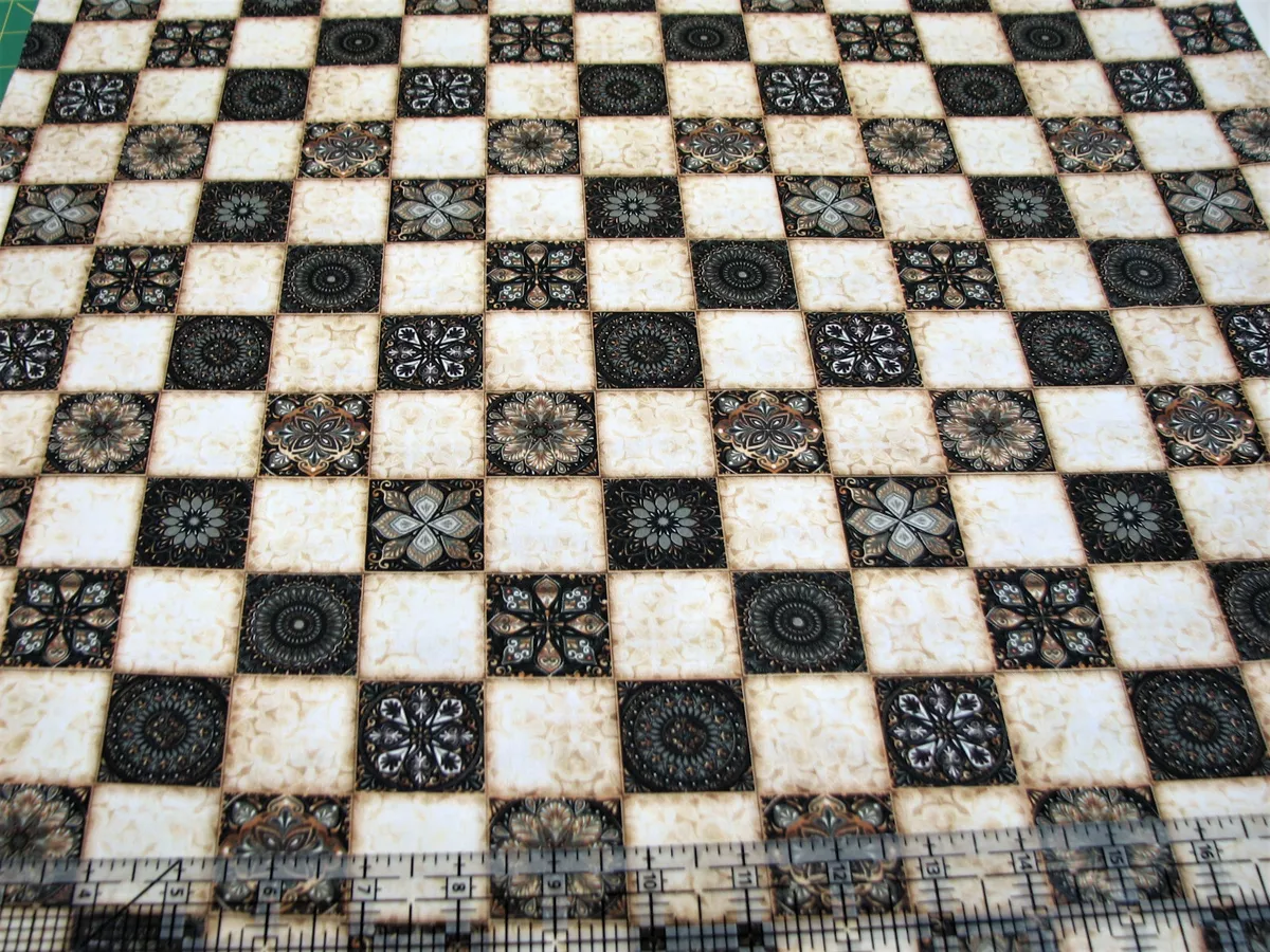 Checkmate Chess Fabric 100% Quilters Cotton Chess Board Game