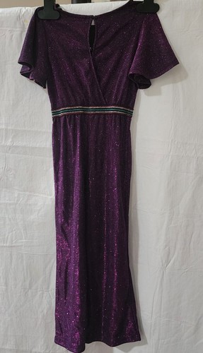 Emily West Girls Fuchsia Sparkle Knit Flutter Sleeve Jumpsuit Fushia US 7 New - Picture 3 of 6