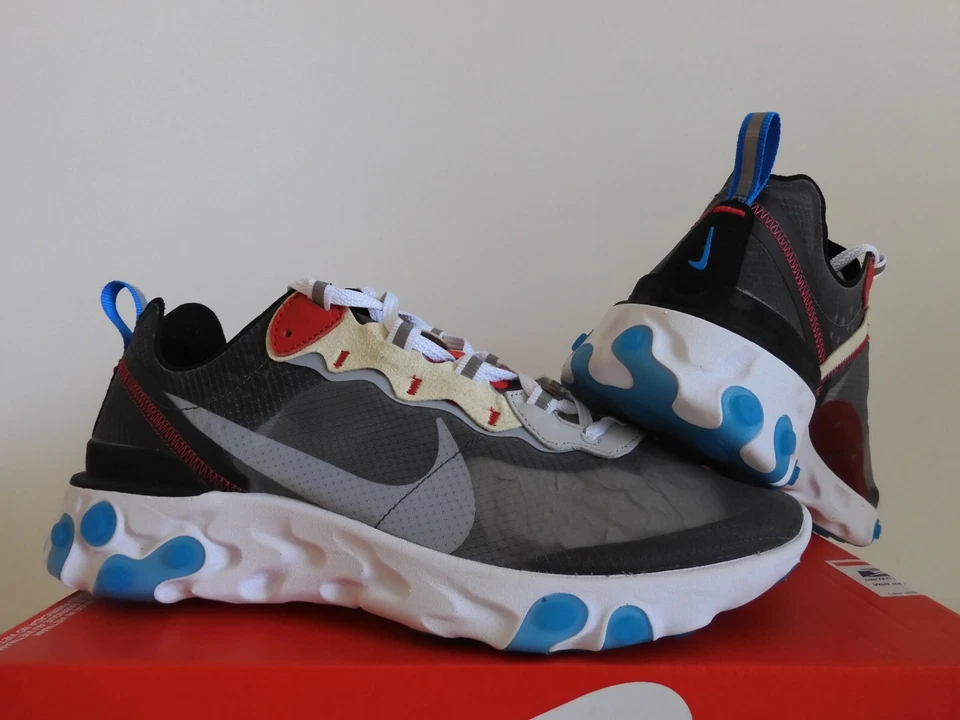 Nike React Element 87 Dark Grey-Pure Platinum-Photo Blue Sz 10 [AQ1090-003] - Image 2 of 4