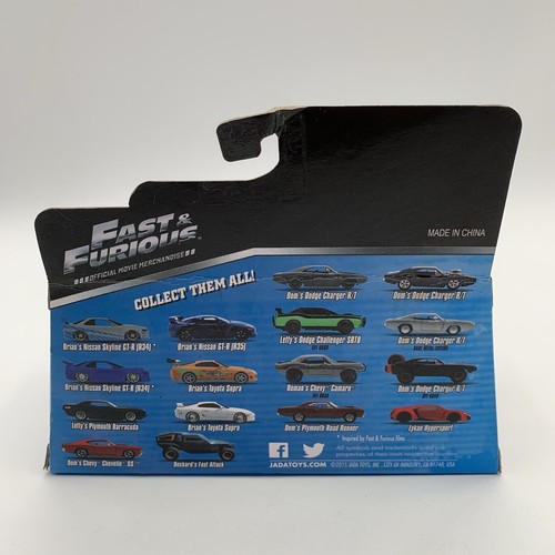 Fast and Furious Brians Nissan Skyline GTR 1:32 Diecast Jada 2015 New In Box - Picture 7 of 15