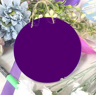 ONE Laser Cut PURPLE Acrylic Disc w/ TWO HOLES for Hanging: 1/8 inch (3mm) thick
