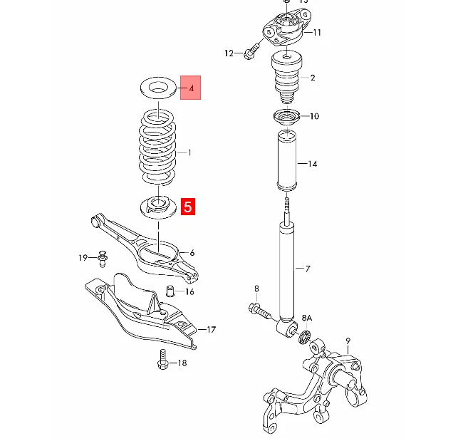 2 Sets For VW Lower Suspension Coil Springs Seat+Rear Upper Spring Mount Bushing - Image 3 of 4