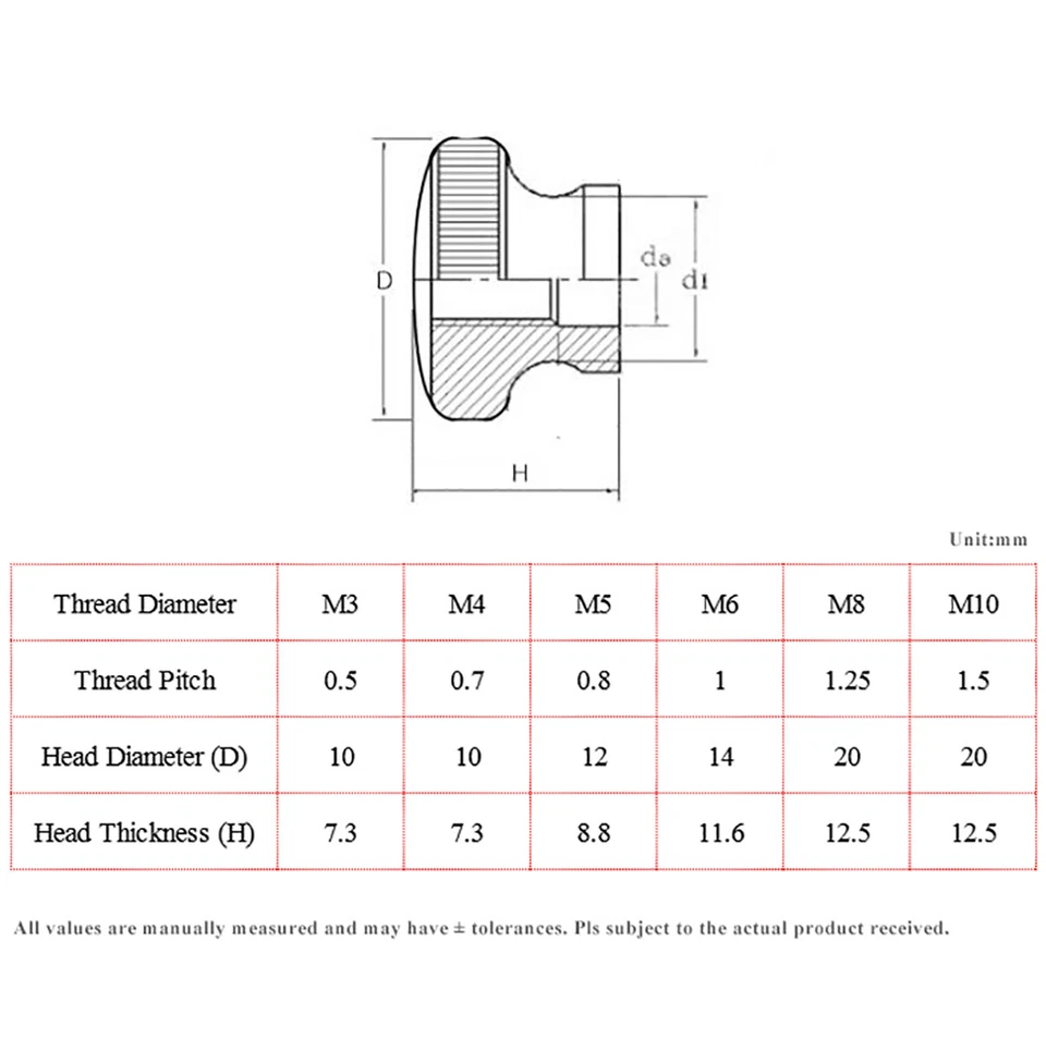 Dadi a pollice zigrinati in ottone testa a cupola alta manopola manopola dadi M3 M4 M5 M6 M8 M10 - Immagine 2 di 4