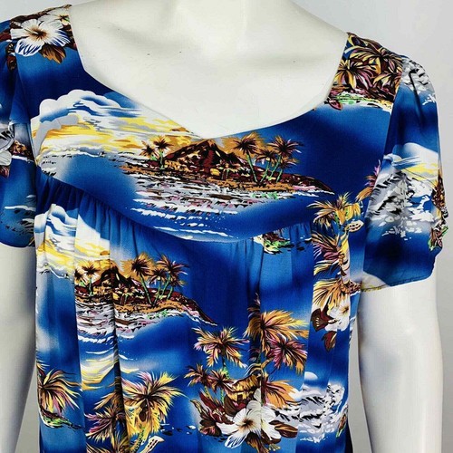 Vestido The Hawaii Original Mujer Talla Grande Azul Floral De Colección Vestido Casa Moo Moo - Imagen 4 de 7