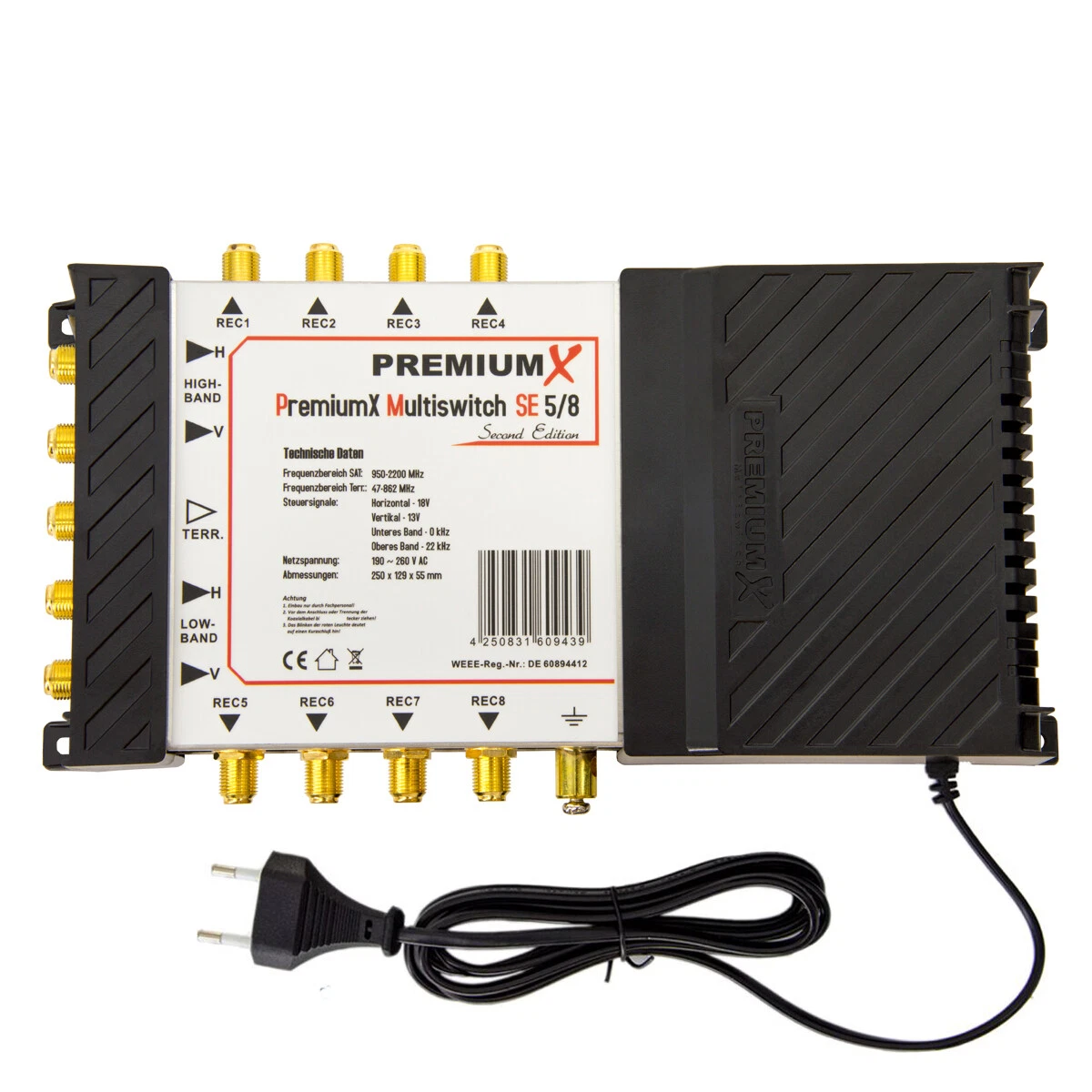 PremiumX PMSE 5/8 Multiswitch Matrix SAT Distribuidor 8 Receptor UHD