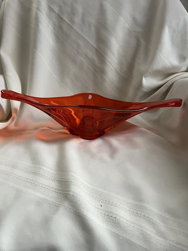 MCM VIKING Glass Amberina Orange Epic Stretch Console Bowl Oblong Dish