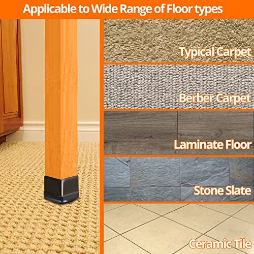 Square Chair Glides for Carpet Floor Clear Chair Sliders for Tiled Floors eBay