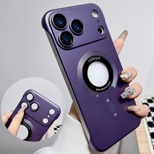 For iPhone 17 16 15 14 13 Pro Max Metallic Finish Frameless Matte Magnetic Case