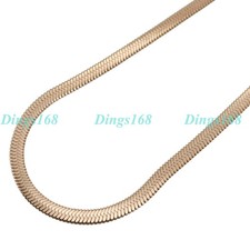 Real 18K Rose Gold Filled Hypoallergenic 22" 5mm Wide Herringbone Chain Necklace
