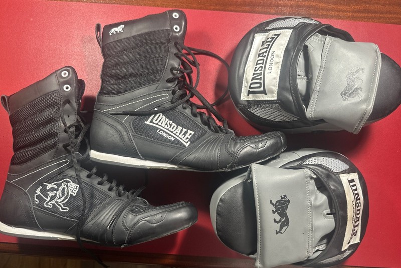 Lonsdale Contender Hi Boxing Boots Black Leather UK 10 US 11