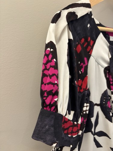 Diane Von Furstenberg Silk Dress 6 Floral Petals Poppy Like Geo Pockets Summer - Picture 6 of 13