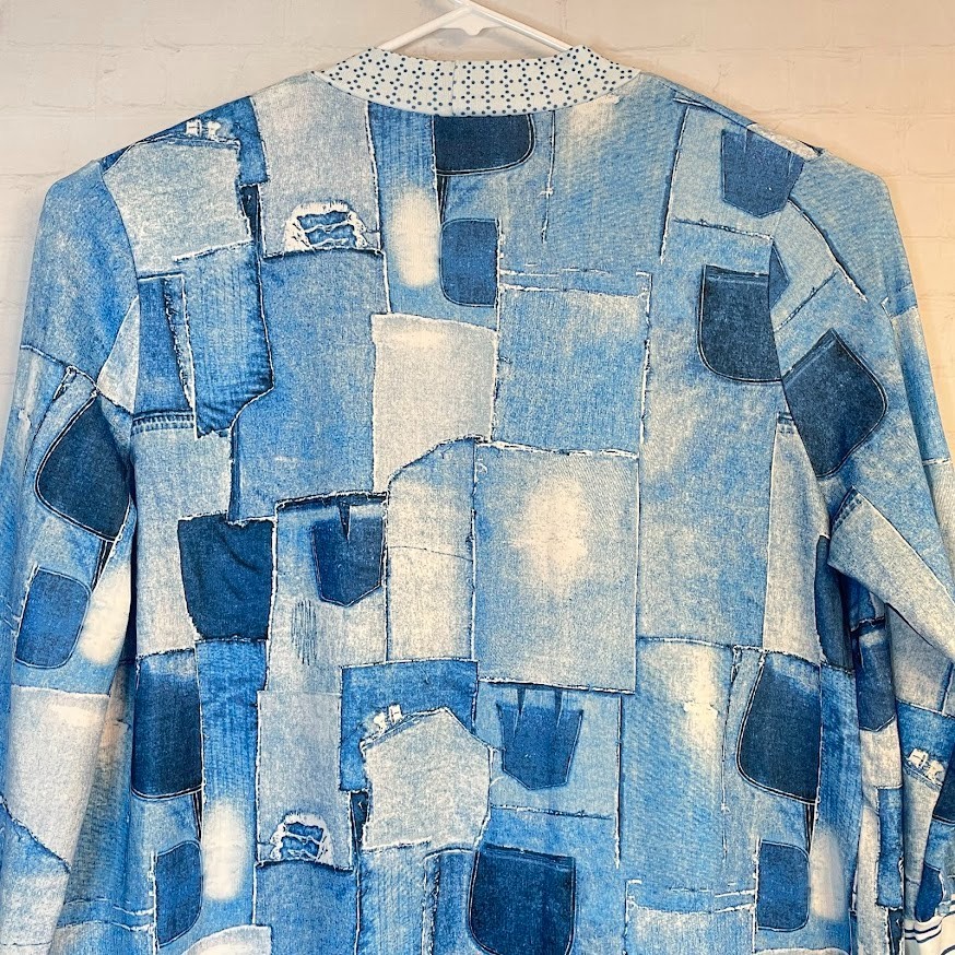 ChicMe Patchwork Pattern Duster Plus Size 4X Blue… - image 7