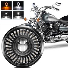 5-34 5.75inch Round Motorcycle Led Headlight With Drl Amber Turn Signal Black