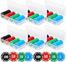 Lewtemi Poker Chips with Denominations Set Plastic Counters Casino Chips... 