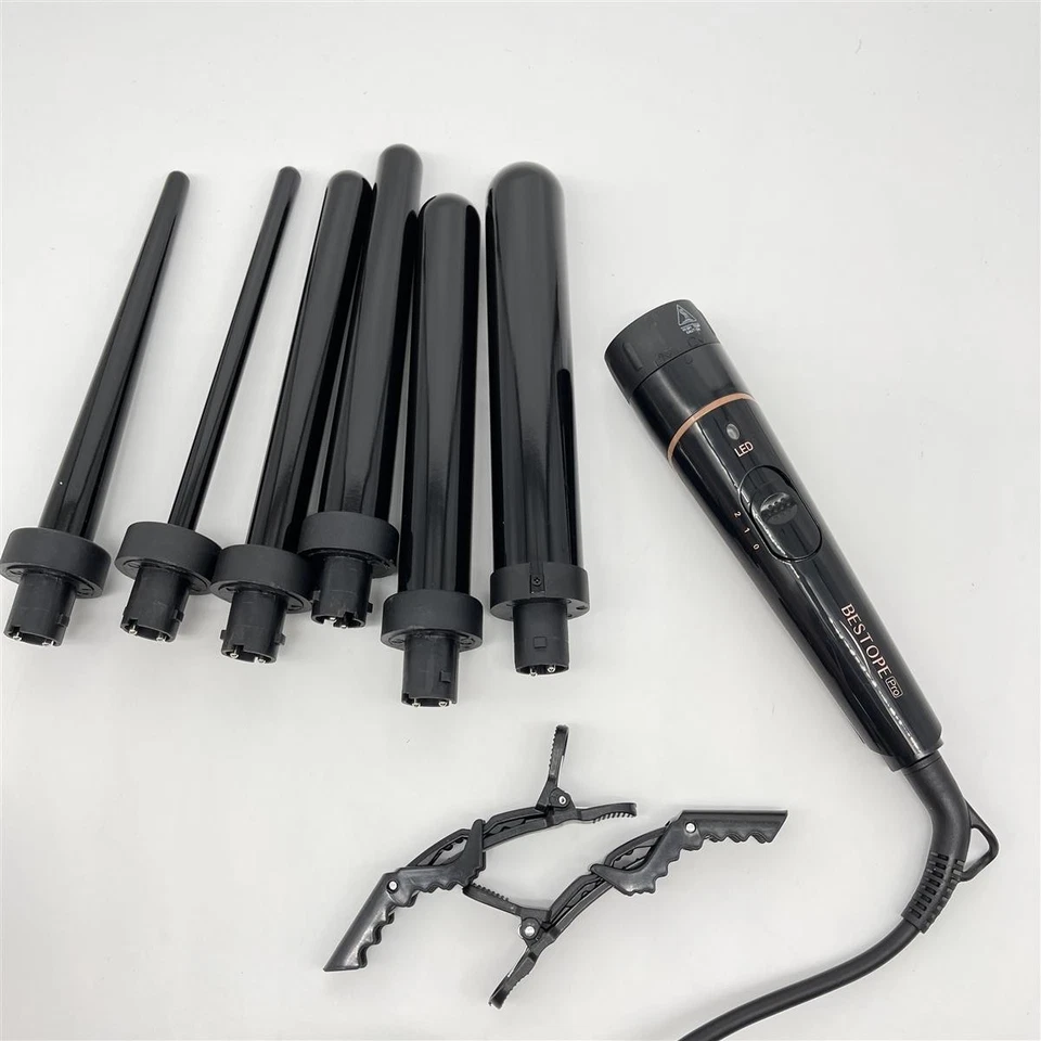 Lockenstab Große und Kleine Locken Set - 6 in 1 Mit Verschiedenen Aufsätzen Anti