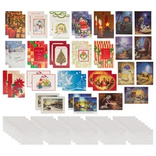FLASH SALE Traditional Christmas Value Assortment 32 Cards + 8 Nativity Cards