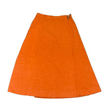 Vintage 1960's Orange Linen Wrap A Round Skirt XS By Majestic