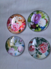 Domed clear plastic Rose picture, circular cabochons -flat backed 100 pieces