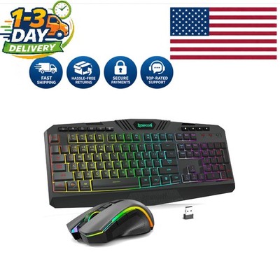 Ergonomic RGB Gaming Keyboard with 10 Multimedia Keys & Adjustable DPI Mouse