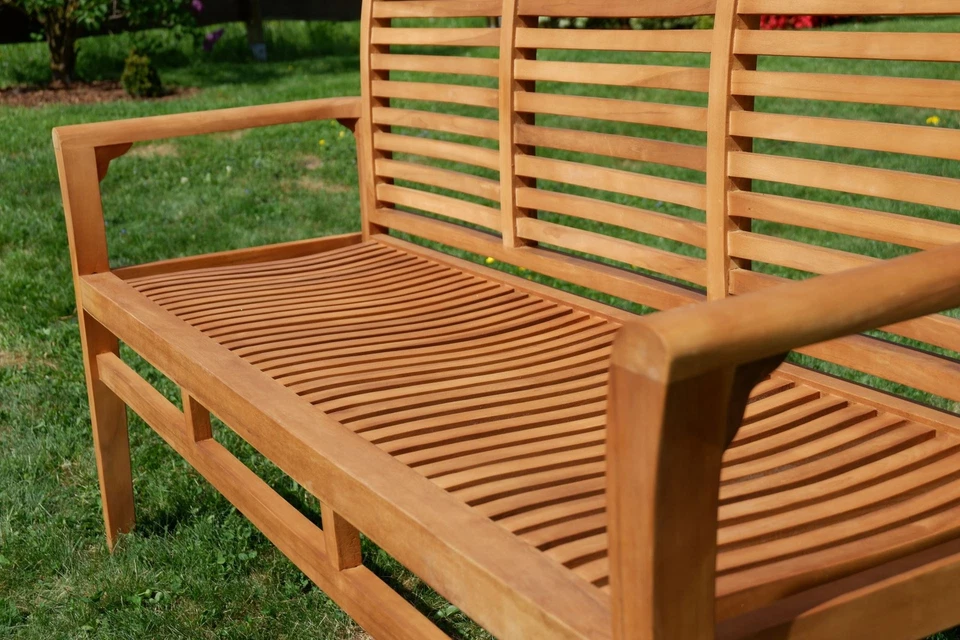 TEAK Gartengarnitur Gartentisch 150 x 80 cm + 2 Bänke je 150cm für 6 Personen - Bild 4 von 4