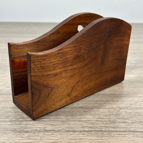 Vintage Wooden Butterfly Envelope Napkin Holder Carved Boho Retro MCM Brown - Picture 4 of 14