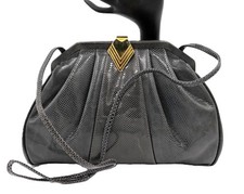 Vintage SUSAN GAIL Grey Karung Snake Skin Clutch Shoulder Bag - SPAIN