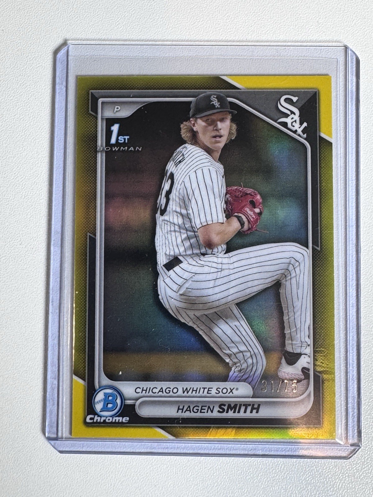 2024 Bowman Draft Chrome HAGEN SMITH 1st Yellow Refractor /75 #BDC-2 White Sox
