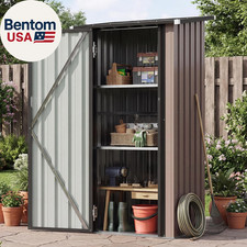 Outdoor Storage Shed with Floor - Vertical Cabinet with 2 Adjustable Shelves & L