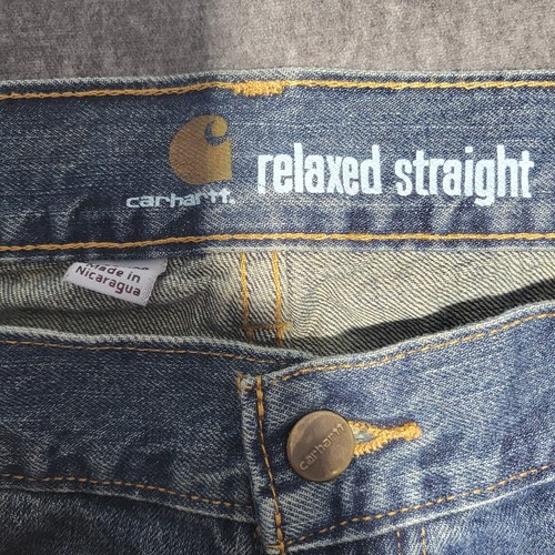 Carhartt Jeans Men’s 36x32 Blue Cotton Relaxed Straight Fit Workwear Denim Pants - Picture 4 of 13