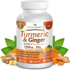 Turmeric and Ginger Supplement - Organic 90 Count Pack of 1