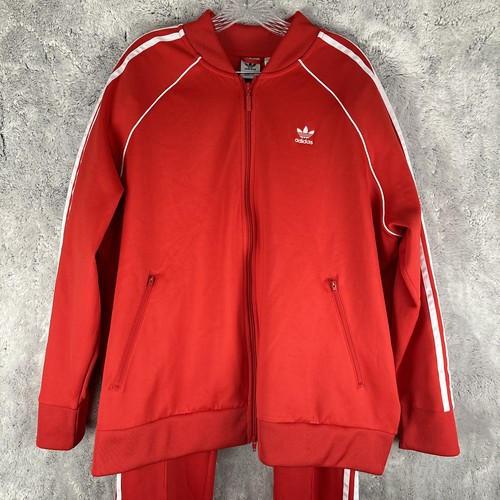 ADIDAS Superstar Tracksuit 3XL Mens Jacket & Pants Red White Originals Taper - Picture 2 of 9