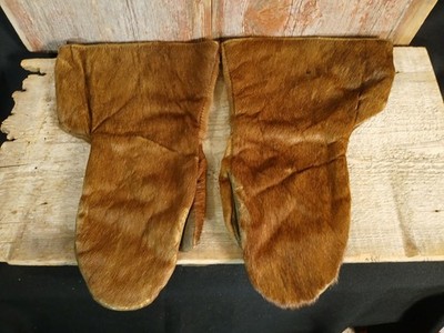 Genuine Unisex Vintage Long ''Brown'' Beaver Fur Mittens