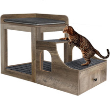Pet Bunk Bed for Cats, Multi-Level Pet Window Perch Seat Platform with Removable