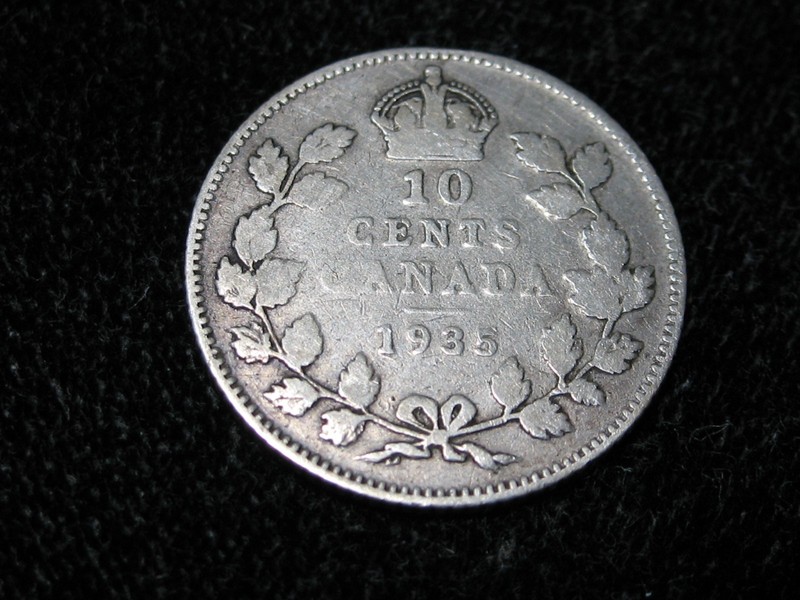 1935 CANADA TEN CENTS ~ TOUGH DATE LOW MINTAGE CANADIAN DIME ~ KING GEORGE V