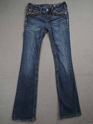 Miss Me Jeans Womens 26x33 Blue Irene Boot Low Rise Stretch Denim Embroidered