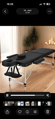 Massageliege klappbar tragbar höhenverstellbar Alurahmen schwarz Kopfteil