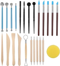 Polymer Clay Tools, Clay Tools Kit, 24Pcs Clay Sculpting Tools Set with Stylus a