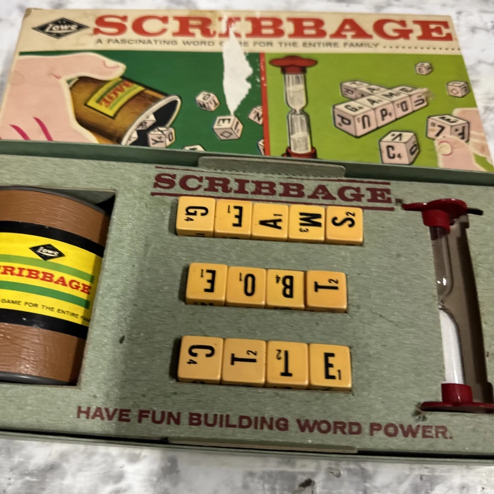 Vintage 1963 Lowe Scribbage Word Game For The Whole Family Complete - Image 3 of 4