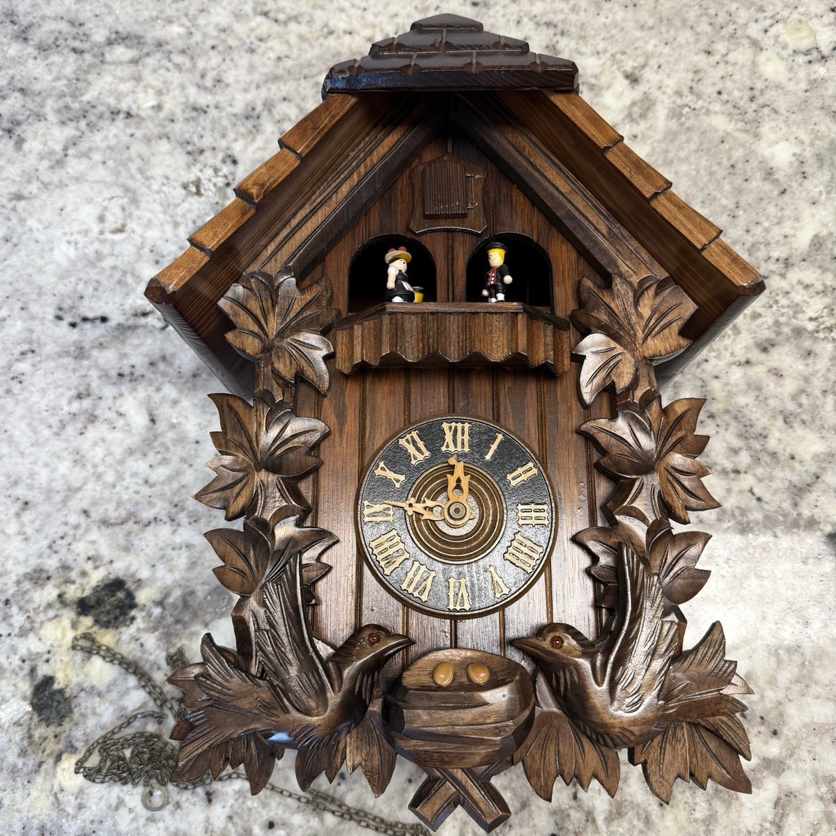 Vtg Edelweiss #2708 Swiss Made by Reuge ROMANCE Cuckoo Clock/Birds