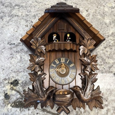 Arnold Designs ヴィンテージ フラワー柄 トレー イギ リス製 Vtg Edelweiss #2708 Swiss Made by Reuge ROMANCE Cuckoo Clock/Birds