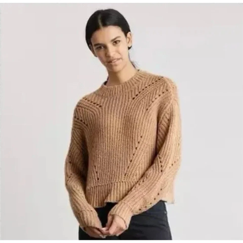 Suéter Elizabeth and James Mujer XX Grande Tostado Tara Tejido Punto Abierto Foto 3 de 4